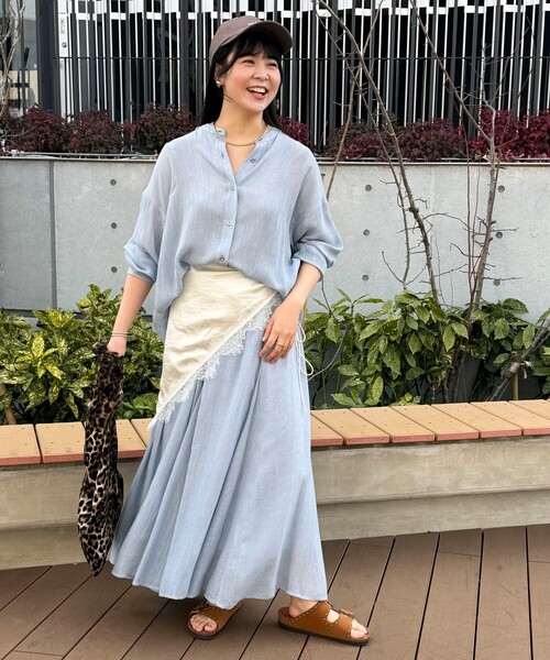 MICO COULIER（ミコクリエ）の「シアーデニムパネルフレアスカート（スカート・レディース・ネイビー/サックスブルー・38/36）」の20枚目の写真