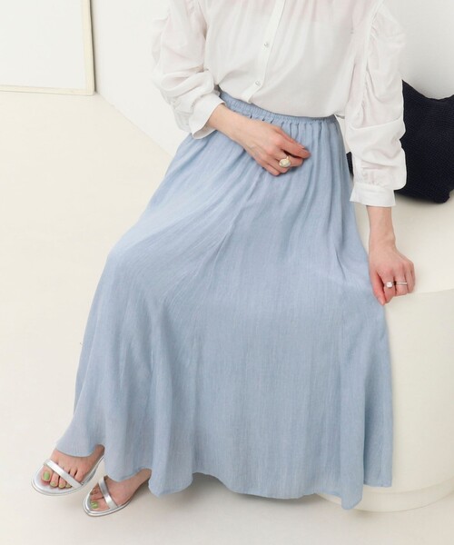 MICO COULIER（ミコクリエ）の「シアーデニムパネルフレアスカート（スカート・レディース・ネイビー/サックスブルー・38/36）」の9枚目の写真