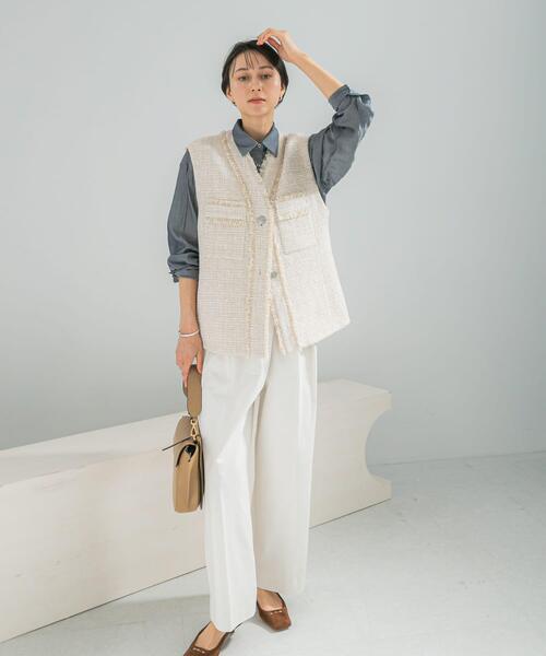 URBAN RESEARCH ROSSO WOMEN（アーバンリサーチ　ロッソ）の「ラップデザインパンツ（その他パンツ・レディース・ホワイト/ネイビー・36/38）」の7枚目の写真