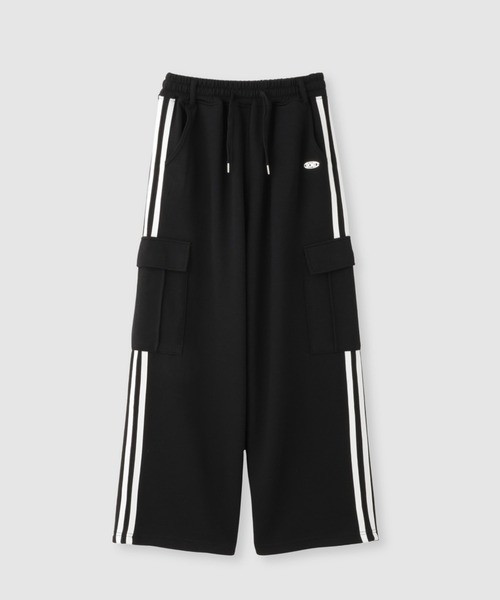 RICH MIX(リッチミックス)の「RICHMIX サイドライン ロゴプレート カット カーゴパンツ(カーゴパンツ・キッズ・ブラック/杢グレー・160cm/140cm)」の1枚目の写真