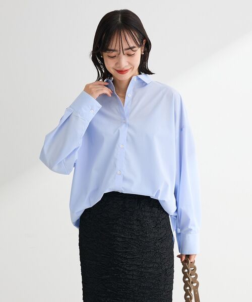 Green　Parks（グリーンパークス）の「イージーケア抜け衿シャツ（シャツ/ブラウス・レディース・サックスブルー/ピンク系その他/ブルー系その他6/イエロー系その他2/オフホワイト/グリーン系その他3/パープル・FREE）」の14枚目の写真