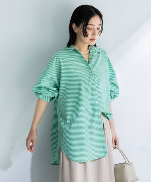 Green　Parks（グリーンパークス）の「イージーケア抜け衿シャツ（シャツ/ブラウス・レディース・サックスブルー/ピンク系その他/ブルー系その他6/イエロー系その他2/オフホワイト/グリーン系その他3/パープル・FREE）」の21枚目の写真