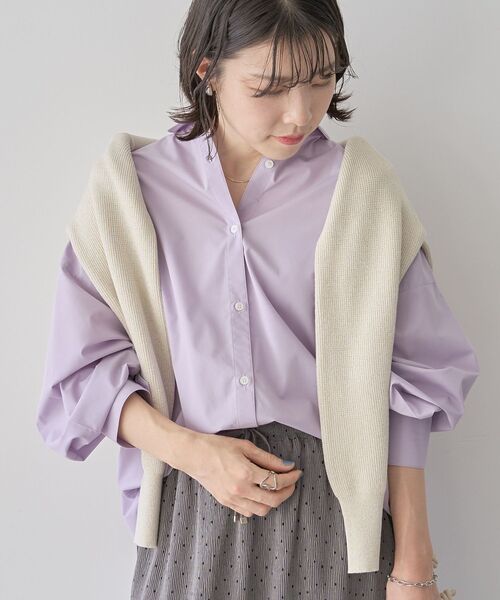 Green Parks(グリーンパークス)の「イージーケア抜け衿シャツ(シャツ/ブラウス・レディース・サックスブルー/ピンク系その他/ブルー系その他6/イエロー系その他2/オフホワイト/グリーン系その他3/パープル・FREE)」の15枚目の写真