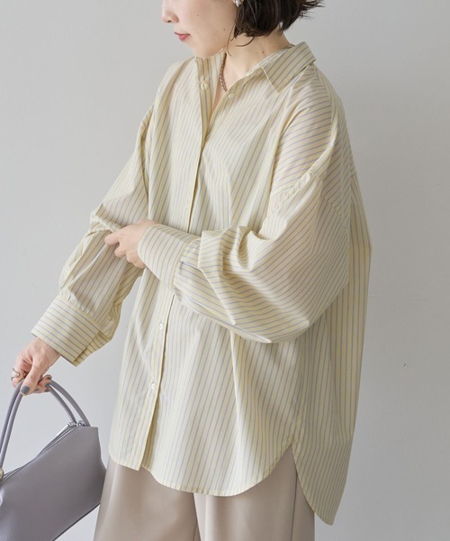 Green　Parks（グリーンパークス）の「イージーケア抜け衿シャツ（シャツ/ブラウス・レディース・サックスブルー/ピンク系その他/ブルー系その他6/イエロー系その他2/オフホワイト/グリーン系その他3/パープル・FREE）」の6枚目の写真