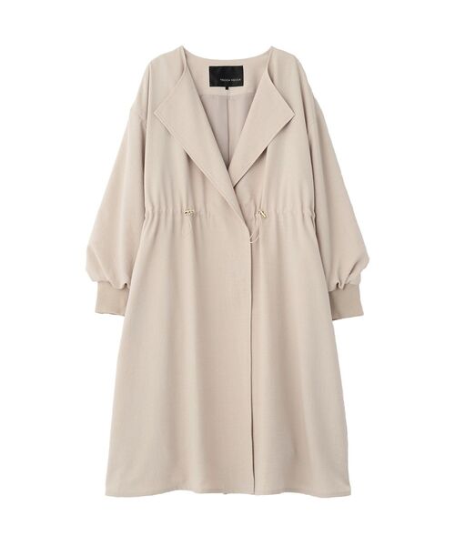 YECCA VECCA（イェッカヴェッカ）の「ノーカラーラペルロングコート（ノーカラーコート・レディース・グレイッシュベージュ/サックスブルー/ネイビー・FREE）」の9枚目の写真