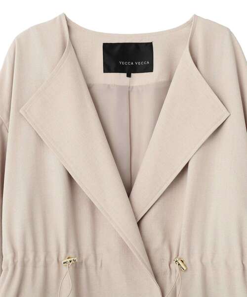 YECCA VECCA（イェッカヴェッカ）の「ノーカラーラペルロングコート（ノーカラーコート・レディース・グレイッシュベージュ/サックスブルー/ネイビー・FREE）」の11枚目の写真
