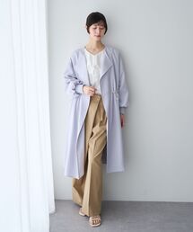 YECCA VECCA（イェッカヴェッカ）の「ノーカラーラペルロングコート（ノーカラーコート）」