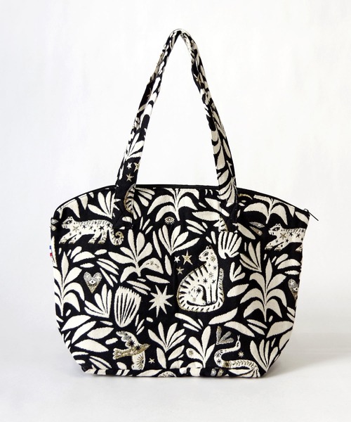 Erwan L(アルワンエル)の「Erwan L(アルワンエル) / シェルジップトートバッグ Shell zip tote EL-25002 フランス製(トートバッグ・レディース・ライトグレー/ブラック×ホワイト/ネイビー×ホワイト/ブラックミックス/マルチ/ライトブルー/レオパード・FREE)」の3枚目の写真
