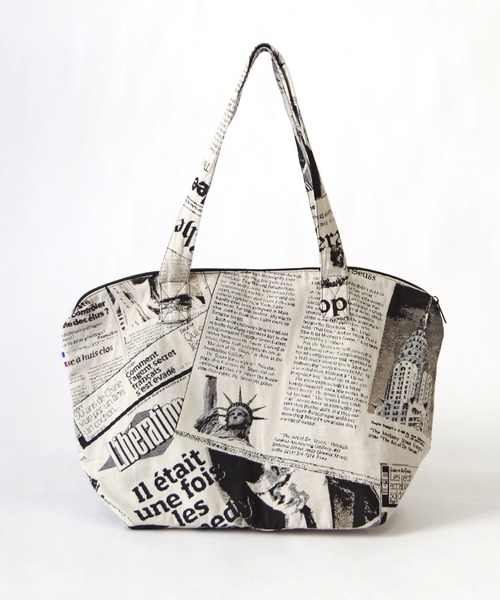 Erwan L(アルワンエル)の「Erwan L(アルワンエル) / シェルジップトートバッグ Shell zip tote EL-25002 フランス製(トートバッグ・レディース・ライトグレー/ブラック×ホワイト/ネイビー×ホワイト/ブラックミックス/マルチ/ライトブルー/レオパード・FREE)」の4枚目の写真