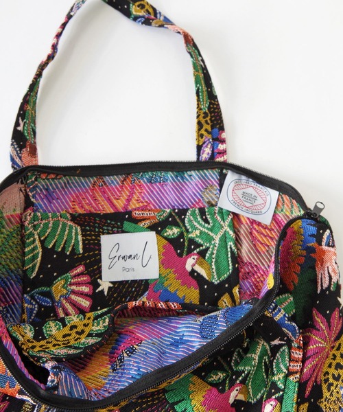 Erwan L(アルワンエル)の「Erwan L(アルワンエル) / シェルジップトートバッグ Shell zip tote EL-25002 フランス製(トートバッグ・レディース・ライトグレー/ブラック×ホワイト/ネイビー×ホワイト/ブラックミックス/マルチ/ライトブルー/レオパード・FREE)」の11枚目の写真
