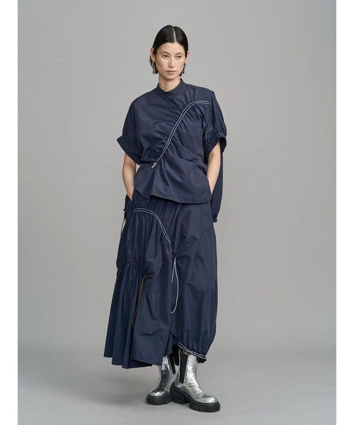 UN3D.（アンスリード）の「WAVE DRAWSTRING TOP / ウェーブドローストリングトップ（シャツ/ブラウス・レディース・ブラック/ベージュ/ネイビー/ホワイト・FREE）」の8枚目の写真