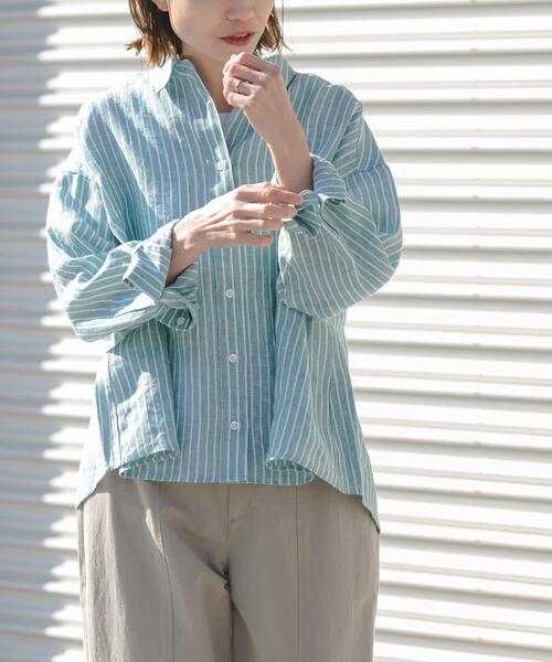 FORK&SPOON(フォークアンドスプーン)の「FORK&SPOON フレンチリネンクロップドワイドシャツ(シャツ/ブラウス・レディース・グリーン系その他/イエロー系その他・1)」の14枚目の写真