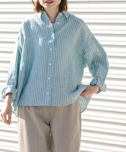 FORK&SPOON(フォークアンドスプーン)の「FORK&SPOON フレンチリネンクロップドワイドシャツ(シャツ/ブラウス・レディース・グリーン系その他/イエロー系その他・1)」の15枚目の写真