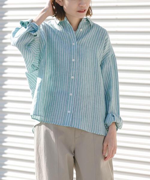 FORK&SPOON(フォークアンドスプーン)の「FORK&SPOON フレンチリネンクロップドワイドシャツ(シャツ/ブラウス・レディース・グリーン系その他/イエロー系その他・1)」の16枚目の写真