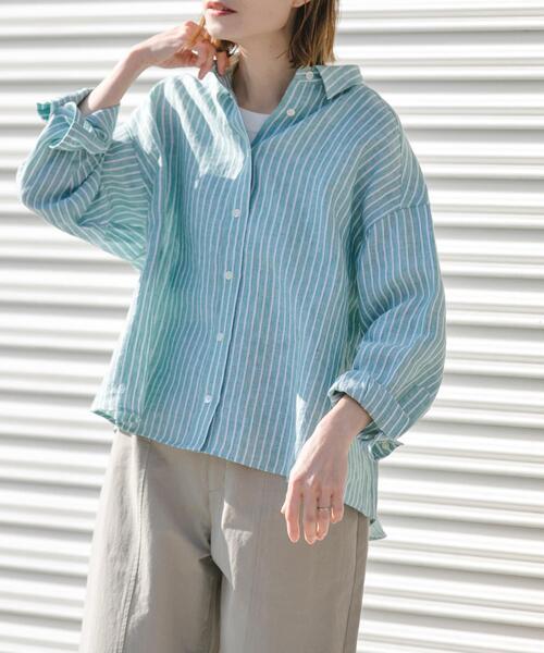 FORK&SPOON(フォークアンドスプーン)の「FORK&SPOON フレンチリネンクロップドワイドシャツ(シャツ/ブラウス・レディース・グリーン系その他/イエロー系その他・1)」の20枚目の写真