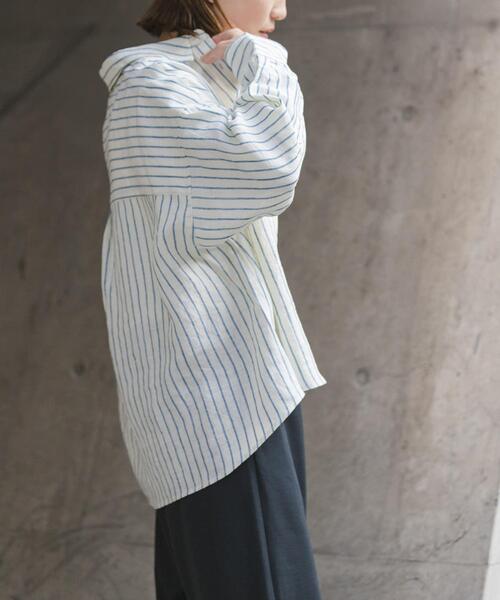 FORK&SPOON(フォークアンドスプーン)の「FORK&SPOON フレンチリネンクロップドワイドシャツ(シャツ/ブラウス・レディース・グリーン系その他/イエロー系その他・1)」の4枚目の写真