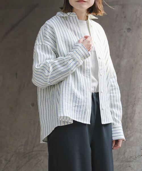 FORK&SPOON(フォークアンドスプーン)の「FORK&SPOON フレンチリネンクロップドワイドシャツ(シャツ/ブラウス・レディース・グリーン系その他/イエロー系その他・1)」の5枚目の写真