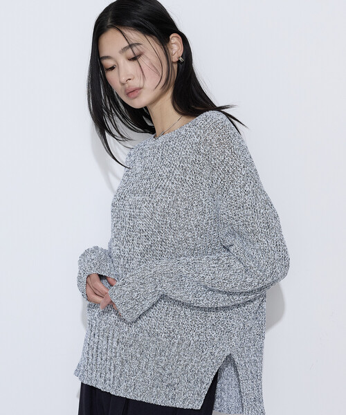 COMME CA(コムサ)の「和紙混杢ニット プルオーバー(ニット/セーター・レディース・ベージュ系その他/ネイビー・9号)」の6枚目の写真