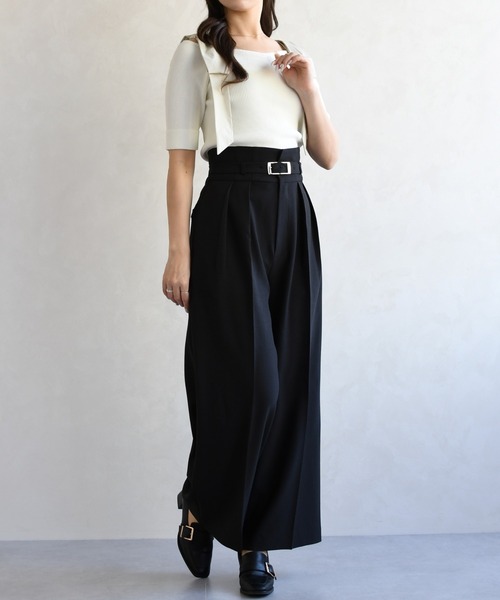 31 Sons de mode(トランテアン ソン ドゥ モード)の「2026春夏新作 ショルダーリボンニット(ニット/セーター・レディース・オフホワイト/イエロー/ネイビー/グリーン・フリ-)」の15枚目の写真