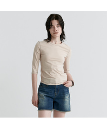 ルディア 3657 ベーシック 7部袖 スリムフィット ベージュTシャツ