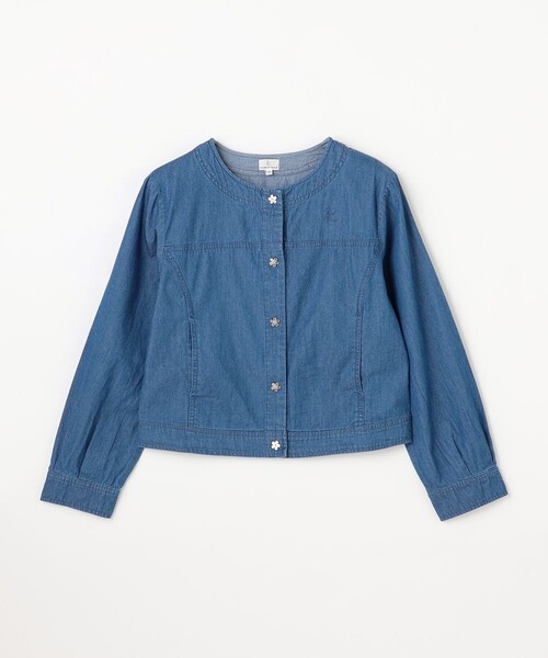 組曲（クミキョク）の「【150-160㎝】 フラワーボタンデニムジャケット（デニムジャケット・キッズ・ネイビー系・150/160）」の3枚目の写真