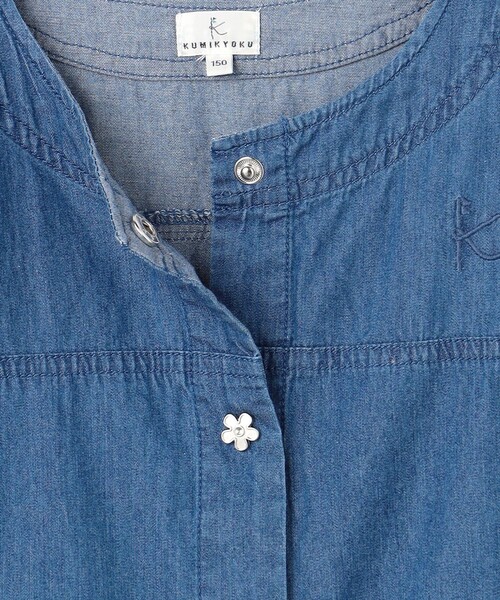 組曲（クミキョク）の「【150-160㎝】 フラワーボタンデニムジャケット（デニムジャケット・キッズ・ネイビー系・150/160）」の8枚目の写真