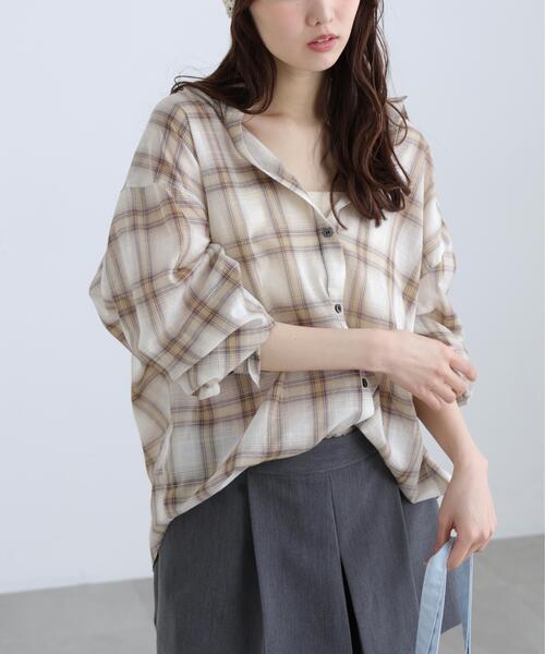 FREE'S MART(フリーズマート)の「◆シアーチェックシャツ(シャツ/ブラウス・レディース・ブラック系その他/イエロー系その他/ブラウン系その他・FREE)」の2枚目の写真