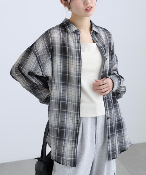 FREE'S MART(フリーズマート)の「◆シアーチェックシャツ(シャツ/ブラウス・レディース・ブラック系その他/イエロー系その他/ブラウン系その他・FREE)」の7枚目の写真