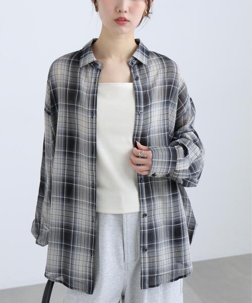 FREE'S MART(フリーズマート)の「◆シアーチェックシャツ(シャツ/ブラウス・レディース・ブラック系その他/イエロー系その他/ブラウン系その他・FREE)」の4枚目の写真