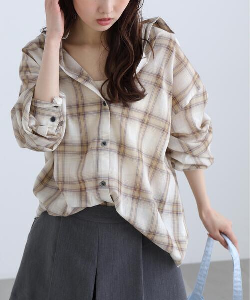 FREE'S MART(フリーズマート)の「◆シアーチェックシャツ(シャツ/ブラウス・レディース・ブラック系その他/イエロー系その他/ブラウン系その他・FREE)」の15枚目の写真