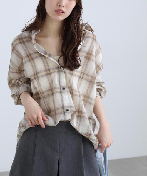 FREE'S MART(フリーズマート)の「◆シアーチェックシャツ(シャツ/ブラウス・レディース・ブラック系その他/イエロー系その他/ブラウン系その他・FREE)」の14枚目の写真