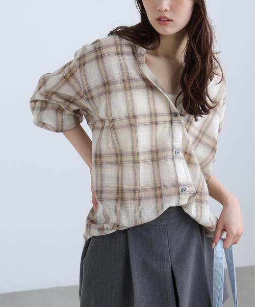 FREE'S MART(フリーズマート)の「◆シアーチェックシャツ(シャツ/ブラウス・レディース・ブラック系その他/イエロー系その他/ブラウン系その他・FREE)」の13枚目の写真