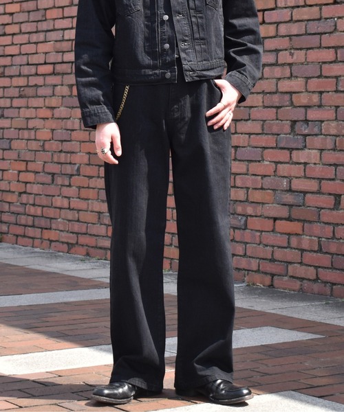 Noen(ノエン)の「オールドフェードワイドジーンズ(デニムパンツ・メンズ・インディゴブルー/ブラック・LARGE/MEDIUM/SMALL)」の1枚目の写真
