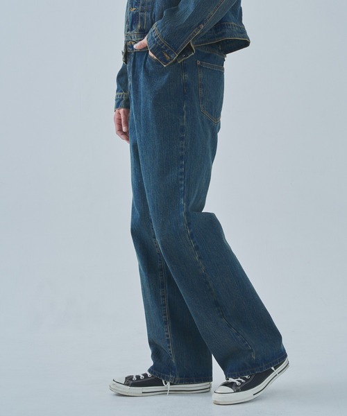Noen(ノエン)の「オールドフェードワイドジーンズ(デニムパンツ・メンズ・インディゴブルー/ブラック・LARGE/MEDIUM/SMALL)」の14枚目の写真