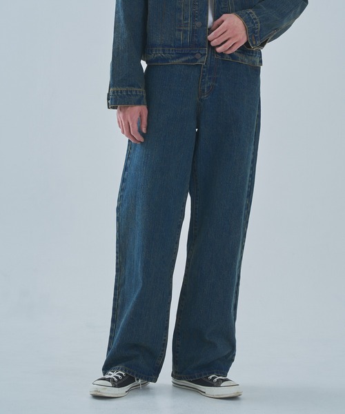 Noen(ノエン)の「オールドフェードワイドジーンズ(デニムパンツ・メンズ・インディゴブルー/ブラック・LARGE/MEDIUM/SMALL)」の12枚目の写真