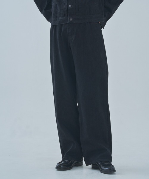 Noen(ノエン)の「オールドフェードワイドジーンズ(デニムパンツ・メンズ・インディゴブルー/ブラック・LARGE/MEDIUM/SMALL)」の5枚目の写真