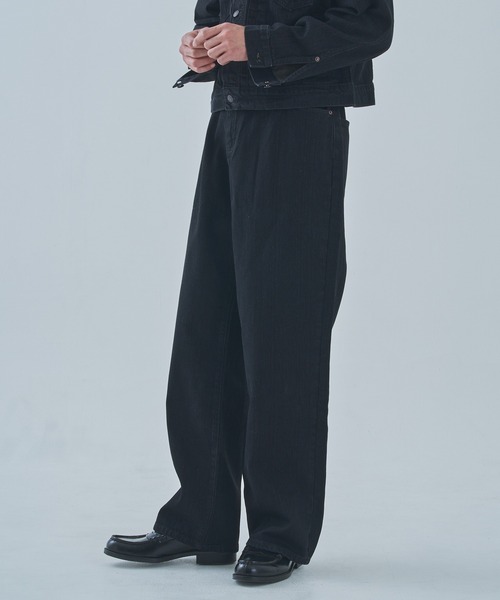 Noen(ノエン)の「オールドフェードワイドジーンズ(デニムパンツ・メンズ・インディゴブルー/ブラック・LARGE/MEDIUM/SMALL)」の6枚目の写真
