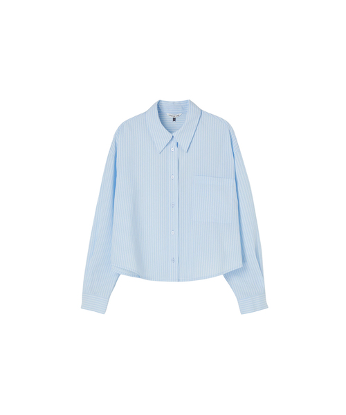 LAP（ラップ）の「ベーシッククロップシャツ AS7WB160（シャツ/ブラウス・レディース・スカイブルー/ピンク/ブルー/ブラウン・FREE）」の3枚目の写真