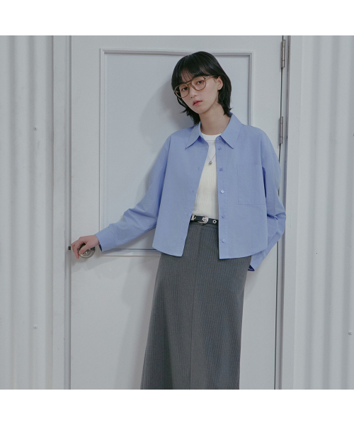 LAP（ラップ）の「ベーシッククロップシャツ AS7WB160（シャツ/ブラウス・レディース・スカイブルー/ピンク/ブルー/ブラウン・FREE）」の5枚目の写真