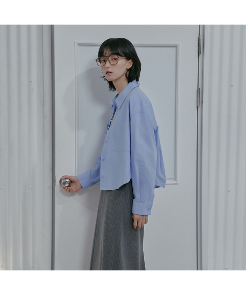 LAP（ラップ）の「ベーシッククロップシャツ AS7WB160（シャツ/ブラウス・レディース・スカイブルー/ピンク/ブルー/ブラウン・FREE）」の8枚目の写真