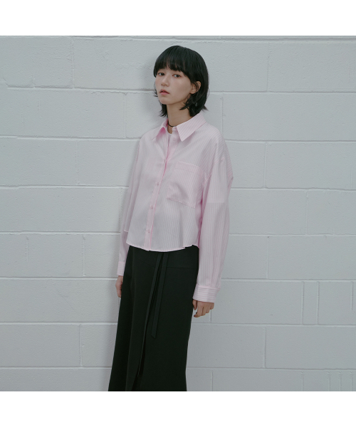 LAP（ラップ）の「ベーシッククロップシャツ AS7WB160（シャツ/ブラウス・レディース・スカイブルー/ピンク/ブルー/ブラウン・FREE）」の9枚目の写真