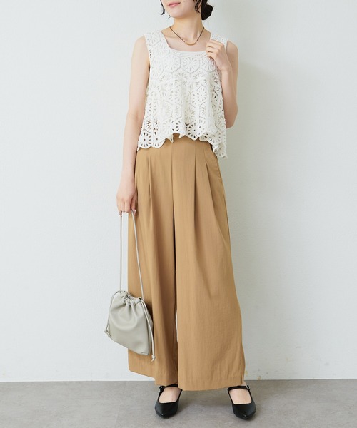 PUAL CE CIN（ピュアルセシン）の「かぎ針編み風ビスチェ（ベスト・レディース・チャコールグレー/オフホワイト・FREE）」の7枚目の写真