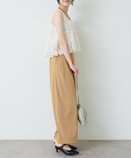 PUAL CE CIN（ピュアルセシン）の「かぎ針編み風ビスチェ（ベスト・レディース・チャコールグレー/オフホワイト・FREE）」の8枚目の写真