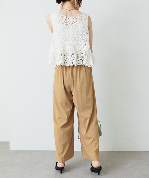 PUAL CE CIN（ピュアルセシン）の「かぎ針編み風ビスチェ（ベスト・レディース・チャコールグレー/オフホワイト・FREE）」の9枚目の写真