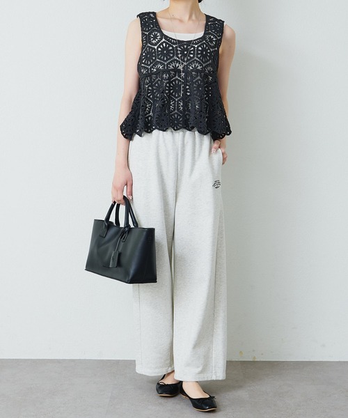 PUAL CE CIN（ピュアルセシン）の「かぎ針編み風ビスチェ（ベスト・レディース・チャコールグレー/オフホワイト・FREE）」の14枚目の写真