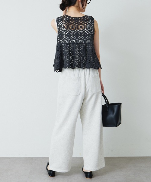 PUAL CE CIN（ピュアルセシン）の「かぎ針編み風ビスチェ（ベスト・レディース・チャコールグレー/オフホワイト・FREE）」の16枚目の写真