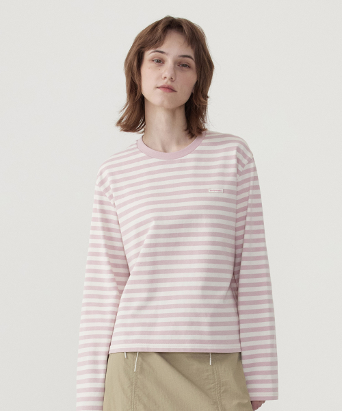 COVERNAT WOMAN(カバーナットウーマン)の「ウィメンズストライプロングスリーブライトピンク(Tシャツ/カットソー・レディース・その他・WM/WS)」の1枚目の写真
