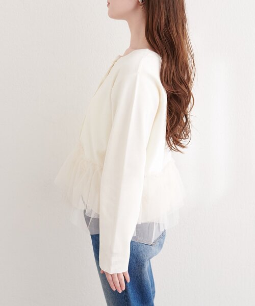 natural couture（ナチュラルクチュール）の「チュールドッキングポリカーディガン（カーディガン/ボレロ・レディース・グレイッシュベージュ/ネイビー/ピンク/オフホワイト・FREE）」の12枚目の写真