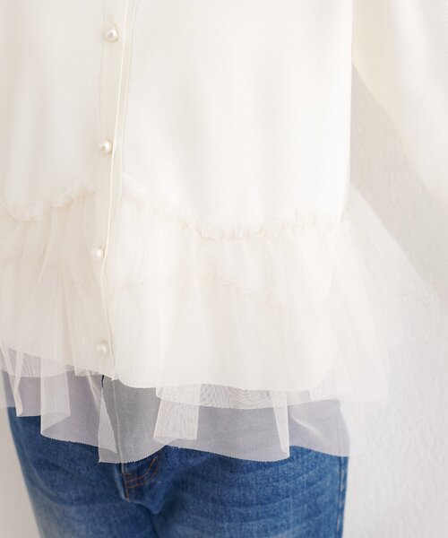 natural couture（ナチュラルクチュール）の「チュールドッキングポリカーディガン（カーディガン/ボレロ・レディース・グレイッシュベージュ/ネイビー/ピンク/オフホワイト・FREE）」の16枚目の写真