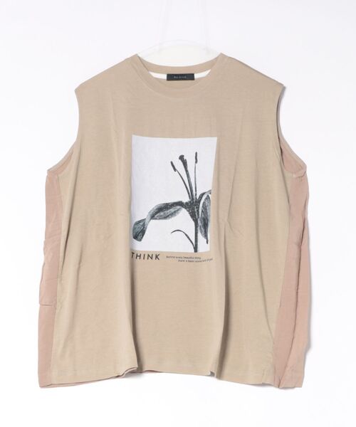 Bou Jeloud(ブージュルード)の「異素材プリントチュニック(Tシャツ/カットソー・レディース・チャコールグレー/カーキ・FREE)」の9枚目の写真